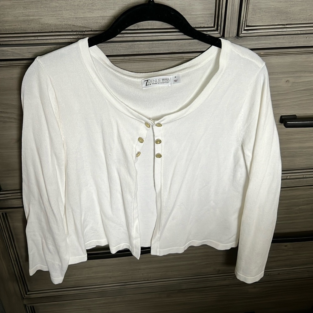 New York & Company white cropped cardigan